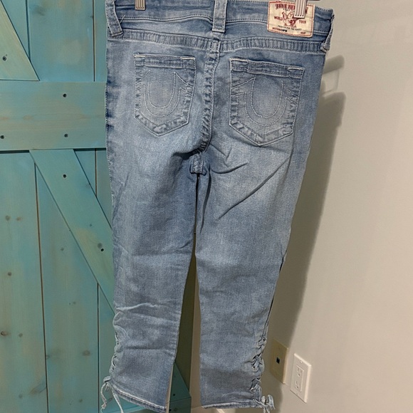 True Religion Women's Blue Jeans with Lace-Up Detail - Picture 6 of 6